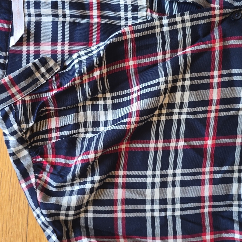 ZARA Trafaluc Collection, Plaid Relaxed Blouse, Lace Up Sides, EUC, Women's L - Picture 4 of 14